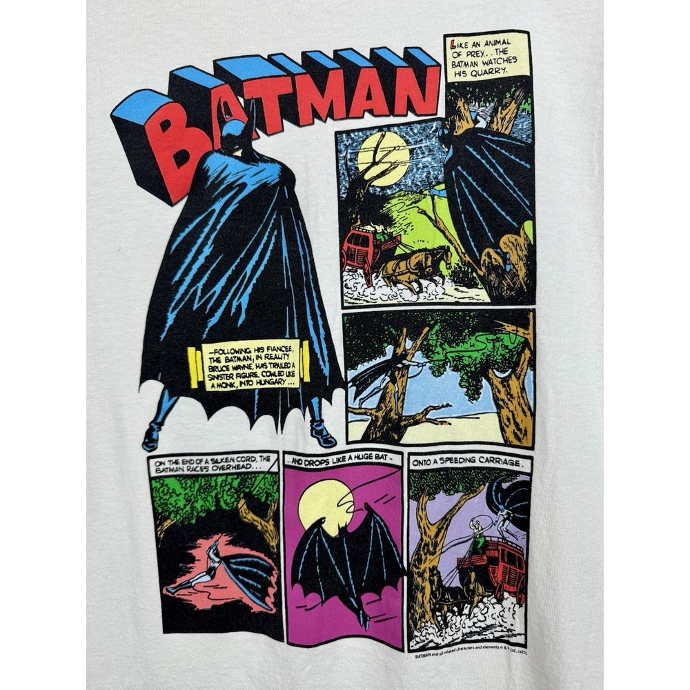 Vintage Batman DC Comics Comic Strip Graphic T-Shirt White Mens Medium 80s 90s